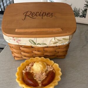 Handcrafted Wooden Recipe Box with Floral Accent